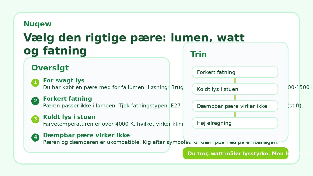 Vælg den rigtige pære: lumen, watt og fatning